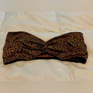 Leopard print bandeau strapless bra